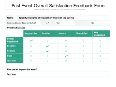 Post Event Overall Satisfaction Feedback Form Ppt PowerPoint Presentation File Graphics Example PDF