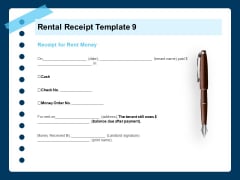 Printable Rent Receipt Template Rental Receipt Money Ppt PowerPoint Presentation Layouts Icons PDF