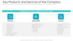 Private Equity Fundraising Pitch Deck Key Products And Services Of The Company Ppt Pictures Designs Download PDF Private Equity Fundraising Pitch Deck Key Products And Services Of The Company Ppt Pictures Designs Download PDF