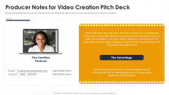 Producer Notes For Video Creation Pitch Deck Ppt Slides Demonstration PDF Producer Notes For Video Creation Pitch Deck Ppt Slides Demonstration PDF