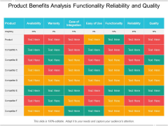 Product Benefits Analysis Functionality Reliability And Quality Ppt PowerPoint Presentation Slides Model Product Benefits Analysis Functionality Reliability And Quality Ppt PowerPoint Presentation Slides Model