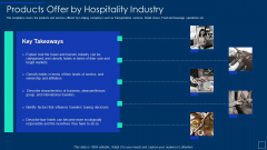 Products Offer By Hospitality Industry Ppt Gallery Structure PDF