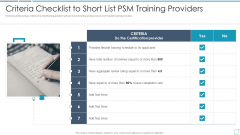 Professional Scrum Master Certification Training Program IT Creria Checklist To Short Summary PDF