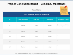Project Conclusion Report Deadline Milestones Ppt PowerPoint Presentation Infographics Visuals Project Conclusion Report Deadline Milestones Ppt PowerPoint Presentation Infographics Visuals