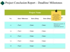 Project Conclusion Report Deadline Milestones Ppt PowerPoint Presentation Inspiration Project Conclusion Report Deadline Milestones Ppt PowerPoint Presentation Inspiration