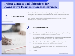 Project Context And Objectives For Quantitative Business Research Services Ppt PowerPoint Presentation Background PDF