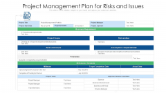 Project Management Plan For Risks And Issues Ppt PowerPoint Presentation File Show PDF
