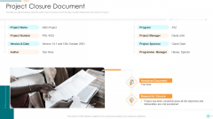 Project Management Professional Documentation Requirements IT Project Closure Document Portrait PDF