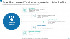 Project Procurement Vendor Management And Selection Plan Template PDF