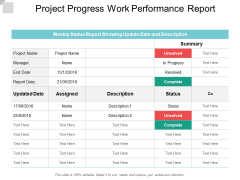 Project Progress Work Performance Report Ppt PowerPoint Presentation Professional Graphics Template Project Progress Work Performance Report Ppt PowerPoint Presentation Professional Graphics Template