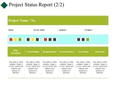 Project Status Report Template Ppt PowerPoint Presentation Infographics Ideas Project Status Report Template Ppt PowerPoint Presentation Infographics Ideas