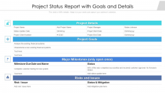 Project Status Report With Goals And Details Ppt Infographics Format PDF