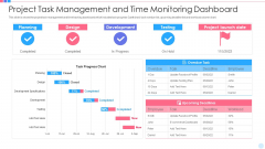 Project Task Management And Time Monitoring Dashboard Infographics PDF Project Task Management And Time Monitoring Dashboard Infographics PDF
