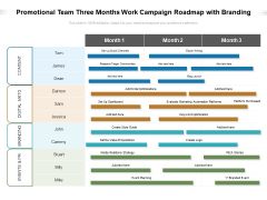 Promotional Team Three Months Work Campaign Roadmap With Branding Microsoft