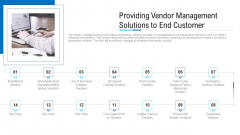 Providing Vendor Management Solutions To End Customer Ppt Pictures Graphics Template PDF Providing Vendor Management Solutions To End Customer Ppt Pictures Graphics Template PDF