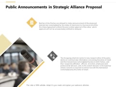 Public Announcements In Strategic Alliance Proposal Ppt PowerPoint Presentation Show Designs Download Public Announcements In Strategic Alliance Proposal Ppt PowerPoint Presentation Show Designs Download