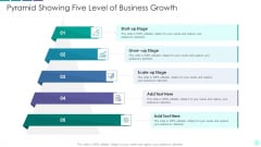 Pyramid Showing Five Level Of Business Growth Icons PDF