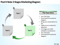 Post It Note 3 Stages Marketing Diagram Pp Model Business Plan PowerPoint Templates