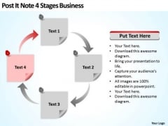 Post It Note 4 Stages Business Ppt Sample Plans Free PowerPoint Slides