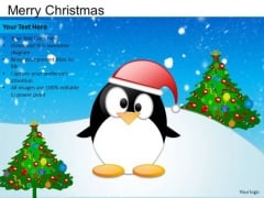 PowerPoint Presentation Penguin Snow Merry Christmas Ppt Theme