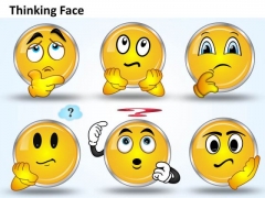 Ppt A Shiney Emoticon Thinking Face Business Management PowerPoint Templates
