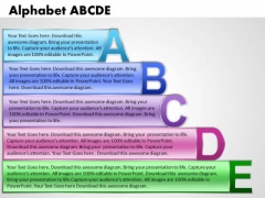 Ppt Alphabet Blocks Abcde With Textboxes Business PowerPoint Templates