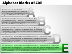 Ppt Alphabet Blocks Abcde With Textboxes Growth PowerPoint Templates