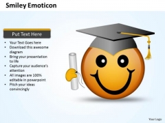 Ppt Smiley Emoticon With Graduation Degree And Cap Business PowerPoint Templates