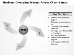 Presentation Diverging Process Arrow Chart 4 Steps Cycle PowerPoint Slides