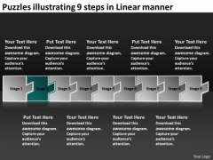 Puzzles Illustrating 9 Steps Linear Manner How To Make Flow Charts PowerPoint Slides Puzzles Illustrating 9 Steps Linear Manner How To Make Flow Charts PowerPoint Slides