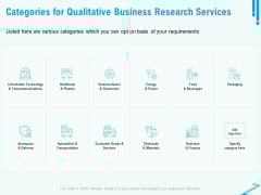 Qualitative Market Research Study Categories For Qualitative Business Research Services Guidelines PDF Qualitative Market Research Study Categories For Qualitative Business Research Services Guidelines PDF