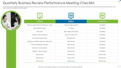 Quarterly Business Review Performance Meeting Checklist Infographics PDF