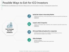 Raising Capital From Virtual Currency Initial Public Offering Possible Ways To Exit For ICO Investors Mockup PDF Raising Capital From Virtual Currency Initial Public Offering Possible Ways To Exit For ICO Investors Mockup PDF
