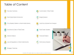 Real Estate Property Management System Table Of Content Ppt Gallery Background Image PDF Real Estate Property Management System Table Of Content Ppt Gallery Background Image PDF