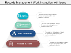 Records Management Work Instruction With Icons Ppt PowerPoint Presentation Inspiration Infographic Template