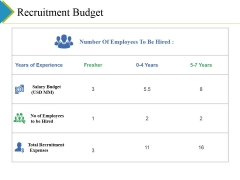 Recruitment Budget Ppt PowerPoint Presentation Infographic Template Brochure