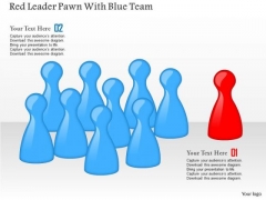 Red Leader Pawn With Blue Team PowerPoint Template Red Leader Pawn With Blue Team PowerPoint Template
