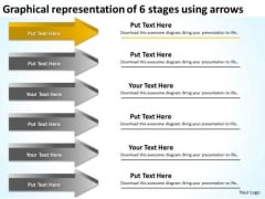 Representation Of 6 Stages Using Arrows Business Plan PowerPoint Templates