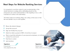 SEO Proposal Template Next Steps For Website Ranking Services Ppt PowerPoint Presentation Styles Graphics Download PDF SEO Proposal Template Next Steps For Website Ranking Services Ppt PowerPoint Presentation Styles Graphics Download PDF