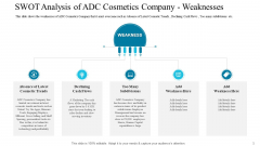 SWOT Analysis Of ADC Cosmetics Company Weaknesses Mockup PDF SWOT Analysis Of ADC Cosmetics Company Weaknesses Mockup PDF