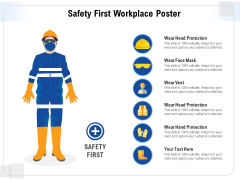 Safety First Workplace Poster Ppt PowerPoint Presentation Gallery Guidelines PDF