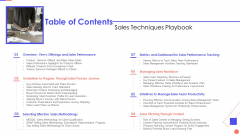 Sales Techniques Playbook Table Of Contents Information PDF