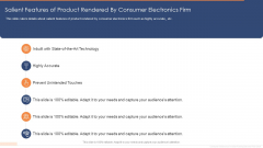 Salient Features Of Product Rendered By Consumer Electronics Firm Guidelines PDF