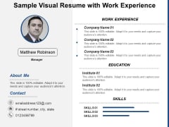 Sample Visual Resume With Work Experience Ppt PowerPoint Presentation Slides Portrait PDF Sample Visual Resume With Work Experience Ppt PowerPoint Presentation Slides Portrait PDF