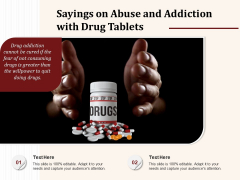 Sayings On Abuse And Addiction With Drug Tablets Ppt PowerPoint Presentation Gallery Elements PDF Sayings On Abuse And Addiction With Drug Tablets Ppt PowerPoint Presentation Gallery Elements PDF