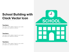 School Building With Clock Vector Icon Ppt PowerPoint Presentation Slides Show PDF