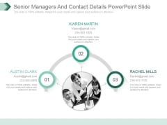 Senior Managers And Contact Details Powerpoint Slide