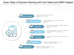 Seven Steps Of Business Planning With Core Values And Swot Analysis Ppt PowerPoint Presentation Inspiration Example File Seven Steps Of Business Planning With Core Values And Swot Analysis Ppt PowerPoint Presentation Inspiration Example File