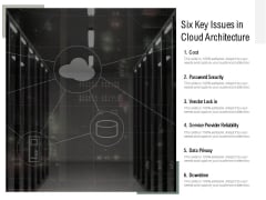 Six Key Issues In Cloud Architecture Ppt PowerPoint Presentation Icon Slide Portrait Six Key Issues In Cloud Architecture Ppt PowerPoint Presentation Icon Slide Portrait