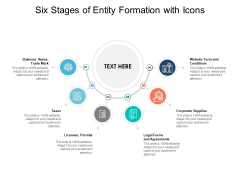 Six Stages Of Entity Formation With Icons Ppt PowerPoint Presentation Model Designs
